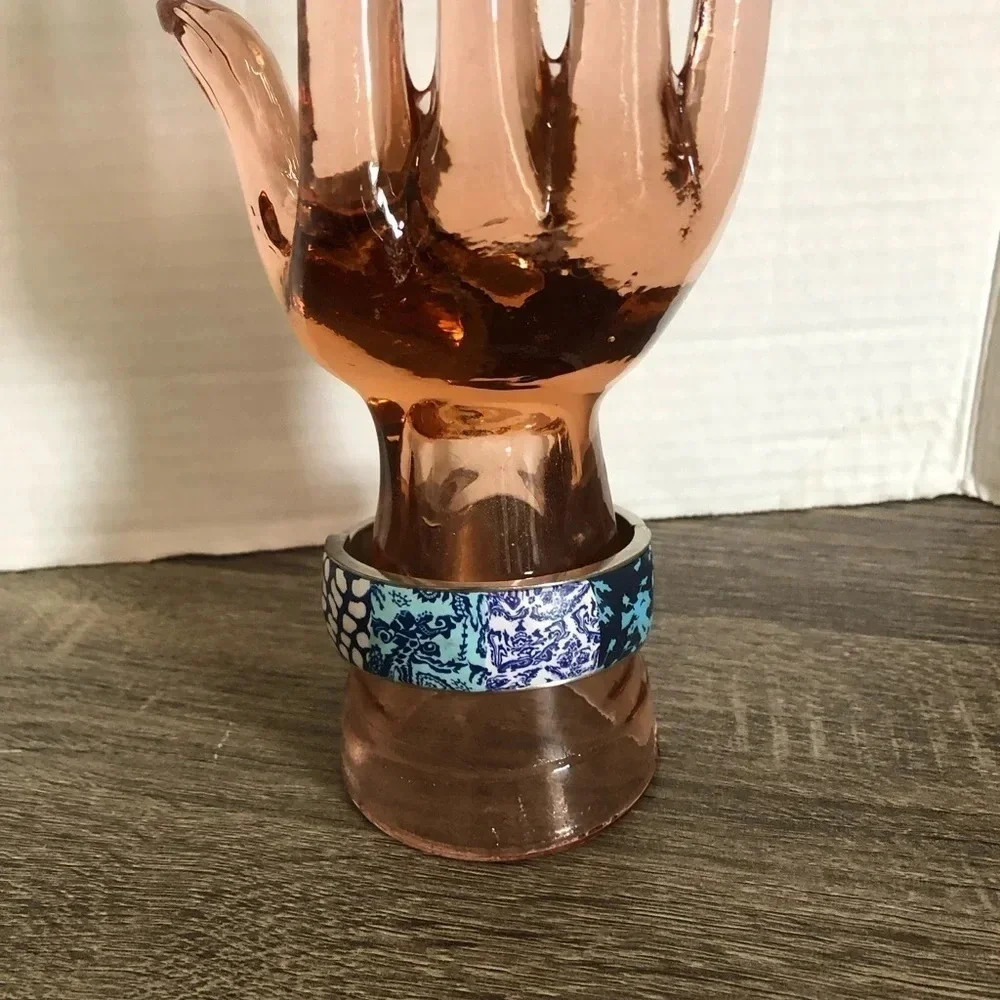 Blue  Patterned Clay Clamp Bangle